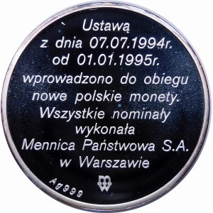 Medaile - Nová polská zlatá mince - stříbrná