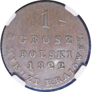 Królestwo Kongresowe, Aleksander I, 1 grosz 1822 IB z MIEDZI KRAIOWEY, Warszawa