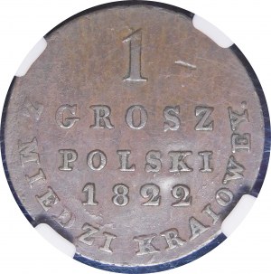 Królestwo Kongresowe, Aleksander I, 1 grosz 1822 IB z MIEDZI KRAIOWEY, Warszawa