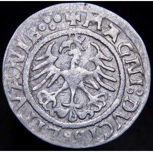 Zikmund I. Starý, půlpenny 1521, Vilnius - SIGISMVANDI chyba - čtyři tečky - vzácné