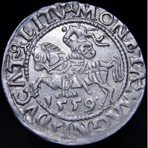 Zikmund II Augustus, půlpenny 1559, Vilnius - L/LITV - A bez příčky - vzácné
