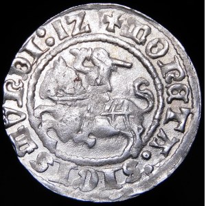 Sigismund I. der Alte, halber Pfennig 1512, Vilnius - diagonaler Doppelpunkt