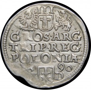 Sigismund III. Vasa, Trojak 1590, Poznań - Krone mit Rosetten, I - D
