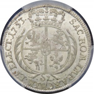 August III Sas, Sixpence 1753, Leipzig - denomination Sz - rare and beautiful