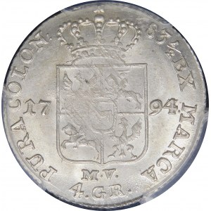 Stanislaw August Poniatowski, PLN 1794/3 MV, Varsavia - datato - raro