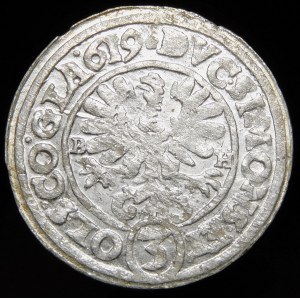 Śląsk - Księstwo ziębicko-oleśnickie, Karol Fryderyk, 3 krajcary 1619 BH, Oleśnica