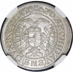 Śląsk - Śląsk pod panowaniem habsburskim, Leopold I, 3 krajcary 1670 SHS, Wrocław - wyśmienity