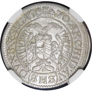 Silesia - Silesia under Habsburg rule, Leopold I, 3 krajcary 1670 SHS, Wrocław - exquisite