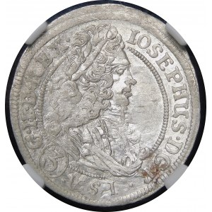 Slezsko - Slezsko pod vládou Habsburků, Josef I., 3 krajcara 1708 FN, Wrocław