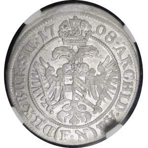 Slezsko - Slezsko pod vládou Habsburků, Josef I., 3 krajcara 1708 FN, Wrocław