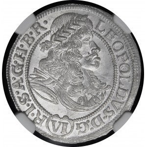 Śląsk - Śląsk pod panowaniem habsburskim, Leopold I, 6 krajcarów 1674 SHS, Wrocław - piękne