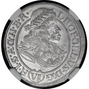 Schlesien - Schlesien unter habsburgischer Herrschaft, Leopold I., 6 krajcars 1674 SHS, Wrocław - schön