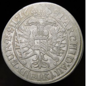 Śląsk - Śląsk pod panowaniem habsburskim, Leopold I, 6 krajcarów 1681 FIK, Opole - rzadkie