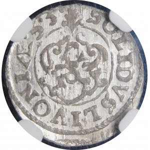 Inflanty - Pod panowaniem szwedzkim, Krystyna Waza, Szeląg 1653, Ryga - piękny