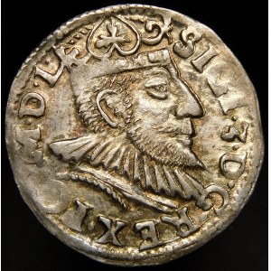 Sigismund III Vasa, Trojak 1593, Poznań - high crown, date on the left