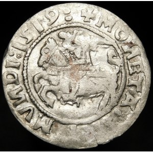 Sigismund I the Old, Half-penny 1519, Vilnius - 5 feathers - colon, three dots - rare