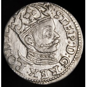 Stefan Batory, Trojak 1585, Riga - small head, rosettes