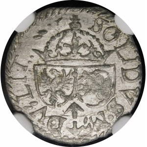 Zygmunt III Waza, Szeląg 1614, Wilno - błąd, RƎX - rzadki i piękny