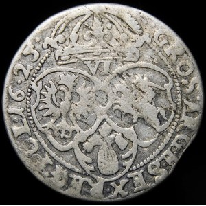Sigismund III. Vasa, Sixpence 1625, Krakau - Semicosic, REX-POLO - selten