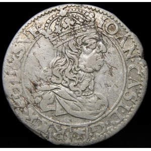 John II Casimir, Sixpence 1661 TLB, Krakow - volutes and rosettes - rare