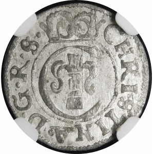 Inflanty - Pod panowaniem szwedzkim, Krystyna Waza, Szeląg 1651, Ryga - piękny