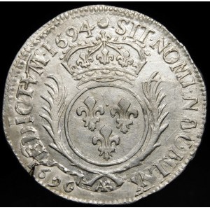 Francúzsko, Ľudovít XIV (1643-1715), 1/2 ecu 1694, Paríž - kuriozita