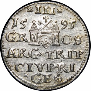 Sigismund III Vasa, Trojak 1595, Riga - LIV - rarer
