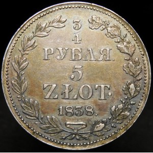 Polska, Zabór rosyjski, 3/4 rubla = 5 złotych 1838 MW, Warszawa - 2 jagody