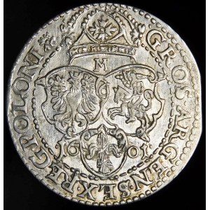 Žigmund III Vasa, šesťpence 1601, Malbork - vzácne a nádherné