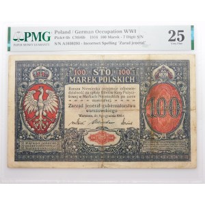 100 poľských mariek 1916 - jenerał - 7-miestne číslovanie