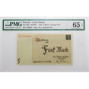 5 známok 1940 Geto - kartónový papier