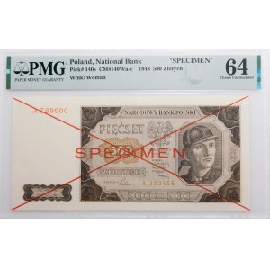 500 zlotých 1948 - SPECIMEN - ser. A