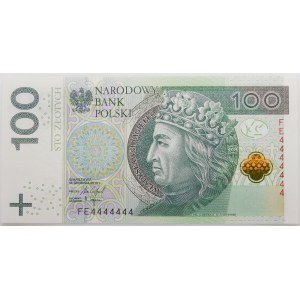 100 złotych 2018 - SOLID - ser. FE 4444444