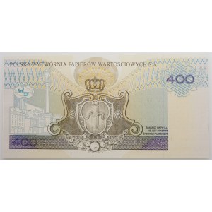 400 zlotých 1996 PWPW - averz bez potlače