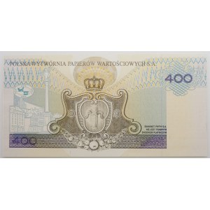 400 złotych 1996 PWPW - awers niezadrukowany