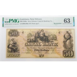 50 dolarów 1850 - Louisiana, Nowy Orlean - bank centralny