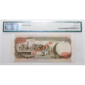 $10 (1973) - Barbados - SPECIMEN TDLR - low no.