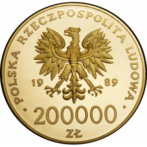 200000 złotych 1989 Jan Paweł II - Kratka - BARDZO RZADKA