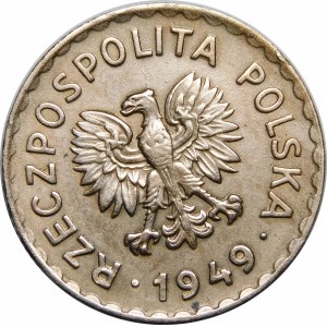 DESTRUKT 1 złoty 1949 - SKRĘTKA - miedzionikiel