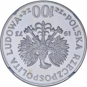 PRÓBA 100 złotych Mikołaj Kopernik 1973 - SREBRO - STEMPEL ODWRÓCONY - INNA WAGA