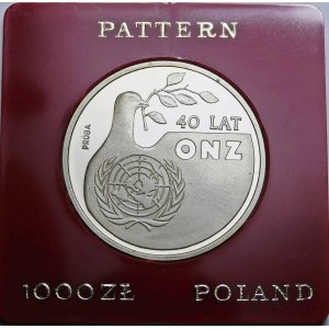 Próba 1000 złotych 40 lat ONZ 1985 - srebro