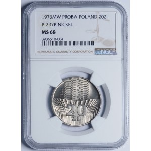 PRÓBA NIKIEL 20 złotych 1973 Wieżowiec i Kłosy