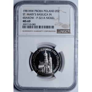 PRÓBA NIKIEL 20 złotych 1981 Kościół Mariacki w Krakowie