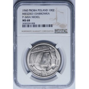 PRÓBA NIKIEL 100 złotych 1960 Mieszko i Dąbrówka