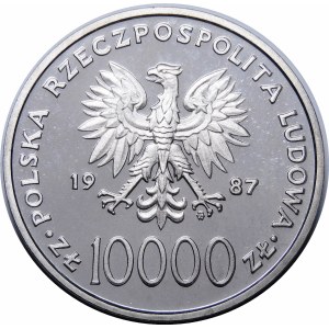 PRÓBA NIKIEL 10000 złotych 1987, Jan Paweł II - półpostać z pastorałem