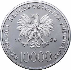 PRÓBA NIKIEL 10000 złotych 1988, Jan Paweł II - cienki krzyż