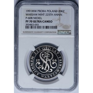 PRÓBA NIKIEL 20000 złotych 1991, 225 Lat Mennicy Warszawskiej