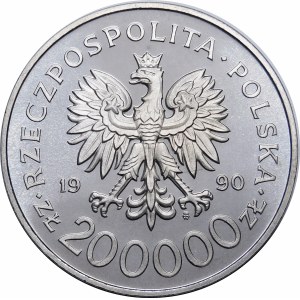 PRÓBA NIKIEL 200000 złotych 1990 Solidarność 1980-1990