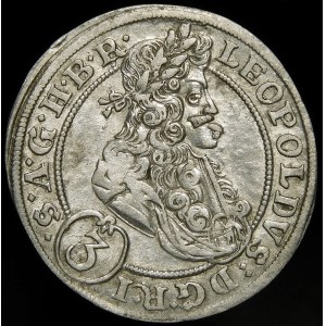Sliezsko - Sliezsko pod vládou Habsburgovcov, Leopold I., 3 krajcary 1697 CB, Brzeg