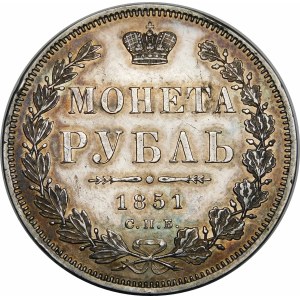 Rosja, Mikołaj I, Rubel 1851 СПБ ПA, Petersburg